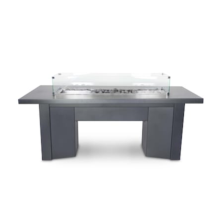The Outdoor Plus 48 Rectangular Alameda Fire Table, Powder Coated Metal, Gray, Match Lit w/Flame Sense, Liquid Propane OPT-ALMPC48FSML-GRY-LP